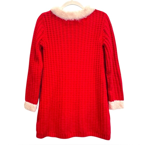 Camilla Girls Size L (6X) Red/White Long Sleeve Cable Knit Sweater Dress Pockets - Picture 2 of 5